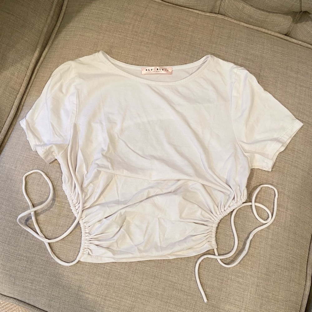 Blue Blush Los Angeles white backless tie top